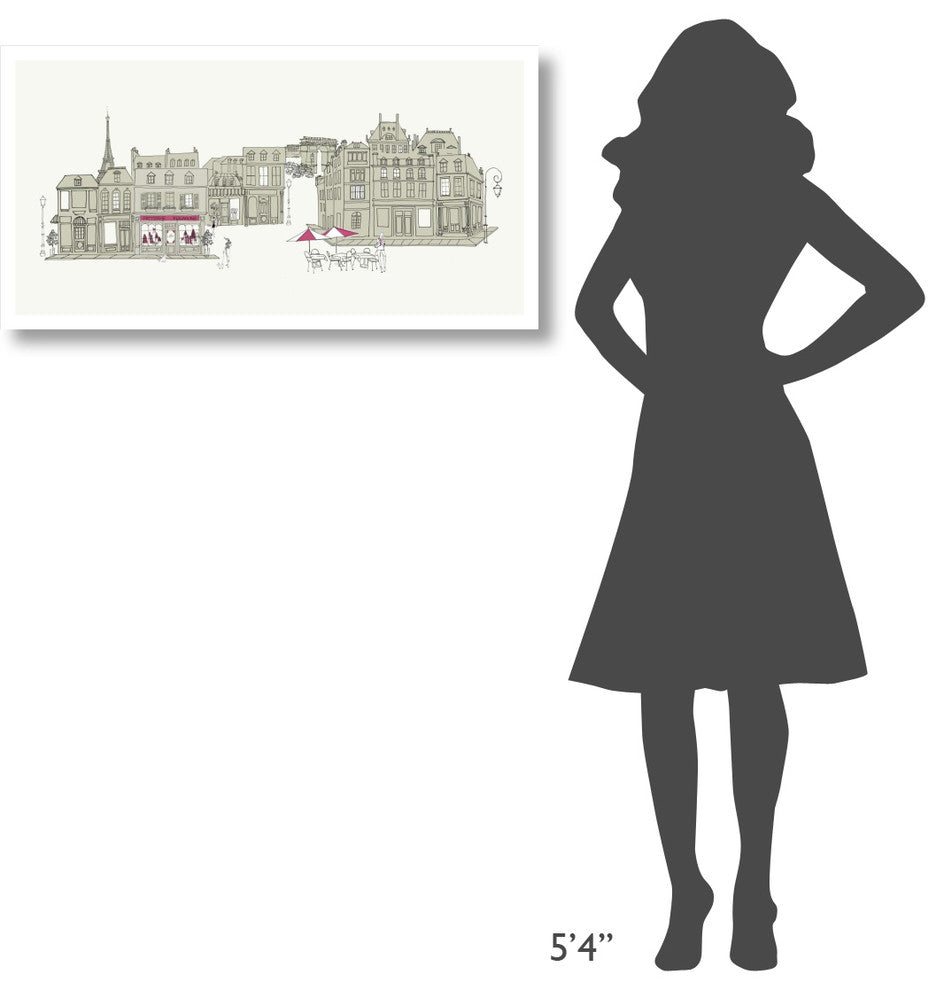 "World Cafe V Paris II Pink" Digital Paper Print by Avery Tillmon, 38"x20"