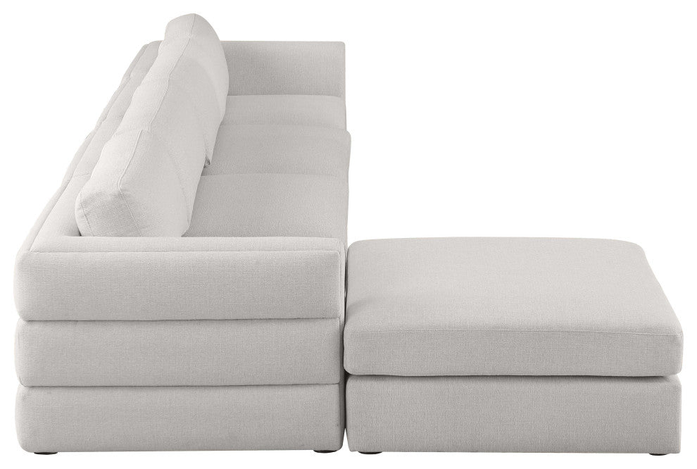 Beckham Linen Textured Fabric 5-Piece Modular L-Shaped Sectional, Beige