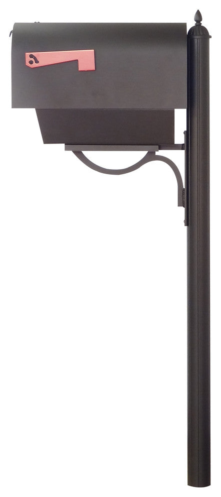 Titan Aluminum Curbside Mailbox With Paper Tube and Richland Mailbox Post