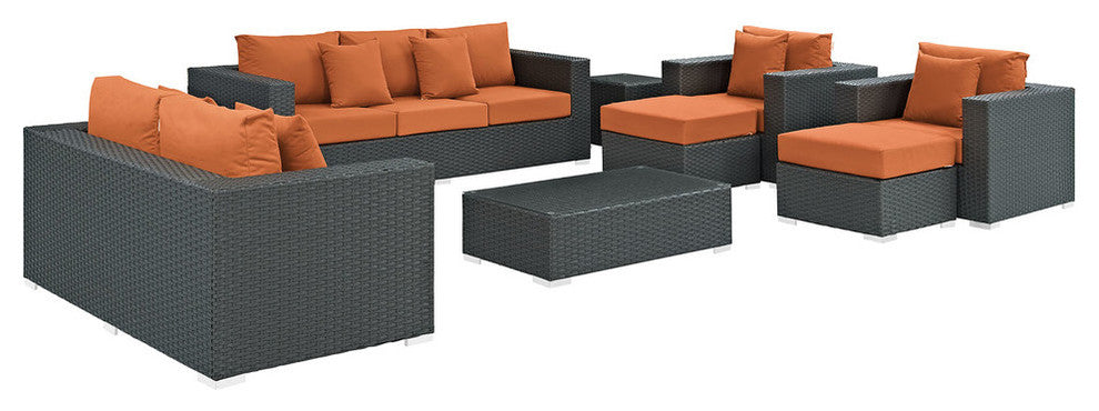 Canvas Tuscan Sojourn 9-Piece Outdoor Patio Sunbrella Sectional Set