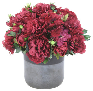 Burgundy Peonies in Two Toned Black Pot