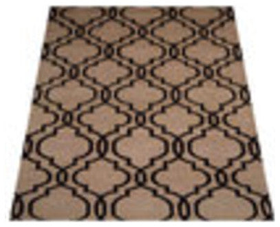 Hand Knotted Wool Area Rug Contemporary Beige Brown