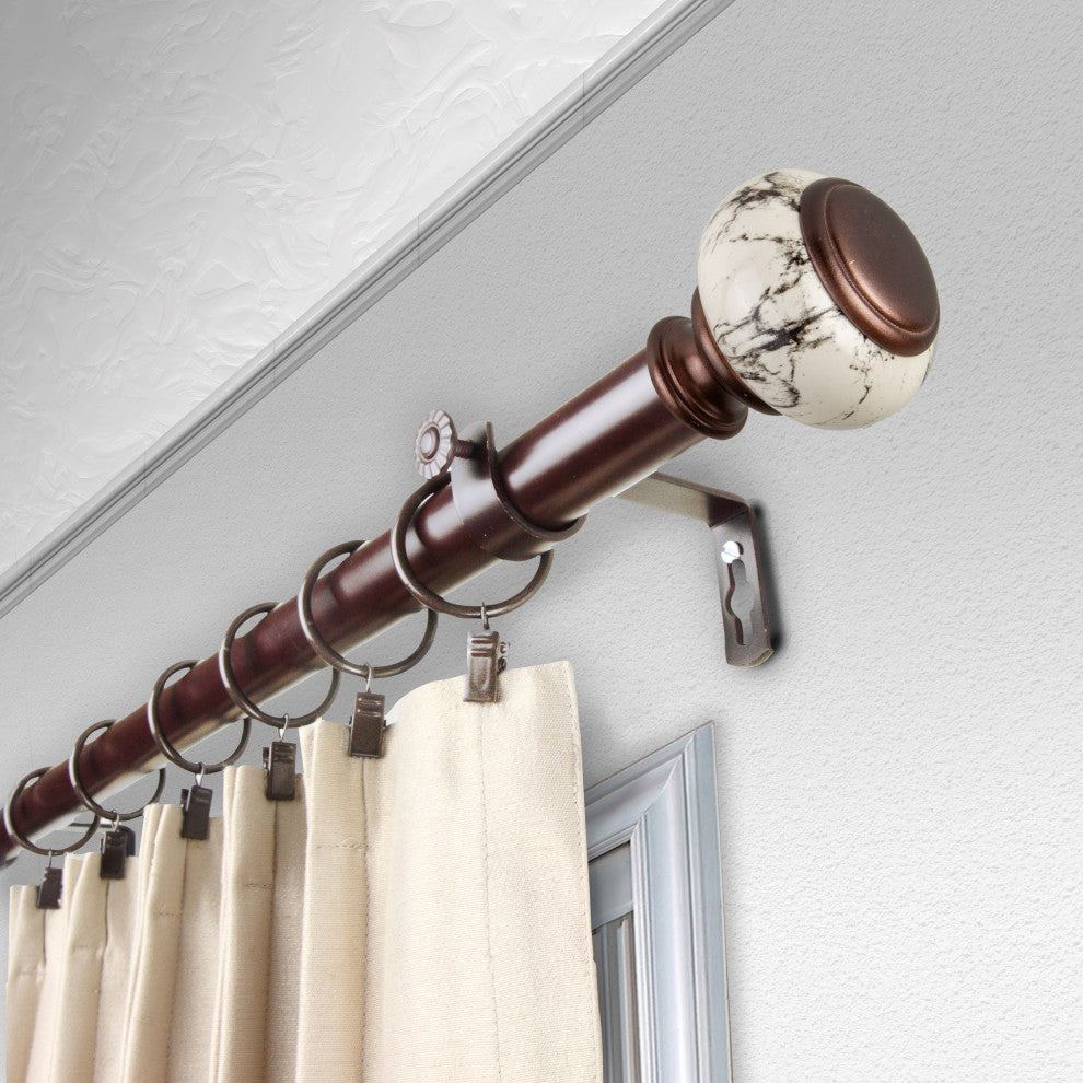 Everly 1" Diameter Curtain Rod, Bronze, 160-240"