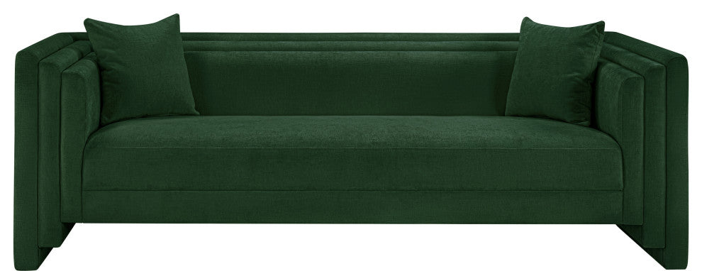 Everett Upholstered Sofa, Green, Chenille Fabric