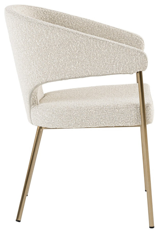 Modrest Claudine Modern Light Grey Fabric and Antique Brass Dining Chair