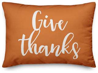 Give Thanks Lumbar Pillow, Orange, 14"x20"