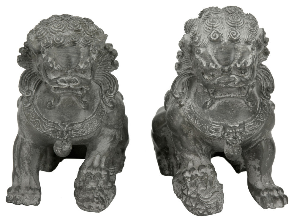6" Sitting Foo Dog Statues, Set of Two