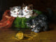 Kitten and A Ball Of Yarn Accent Tile Mural Kitchen Bathroom Wall Backsplash