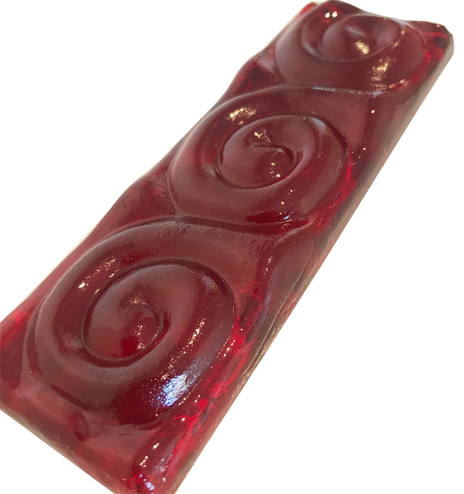 2x6 Snail Bar Hand Poured Glass Tile, Red