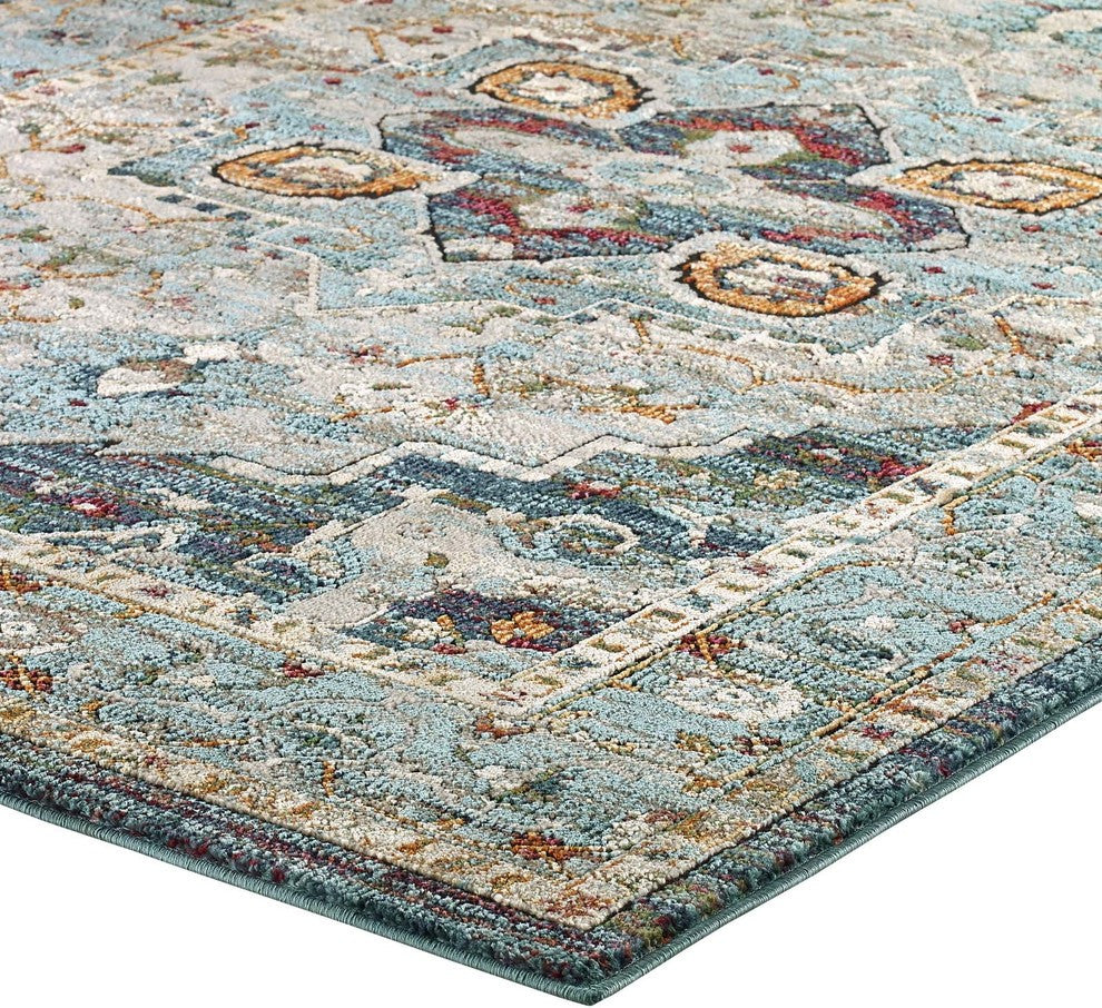 Tribute Diantha Distressed Vintage Floral Persian Medallion 5x8 Area Rug