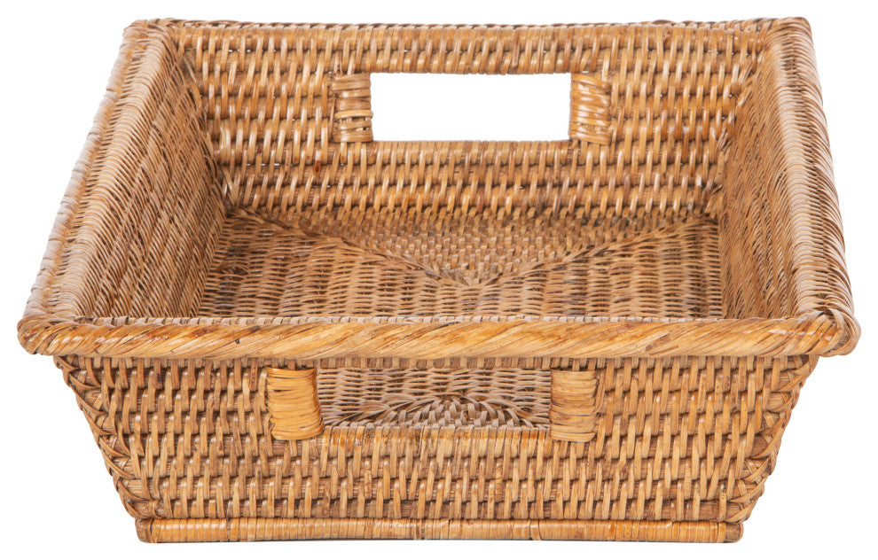 La Jolla Rectangular Multi Purpose Shelf, Storage Basket, Small, Honey-Brown