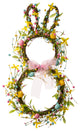 24.5"H Easter Bunny Shaped Wreath With Eggs and Satin Ribbon Bow