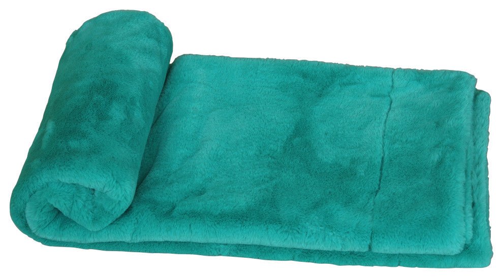 Solid Faux Fur Couch Throw Blanket, Green