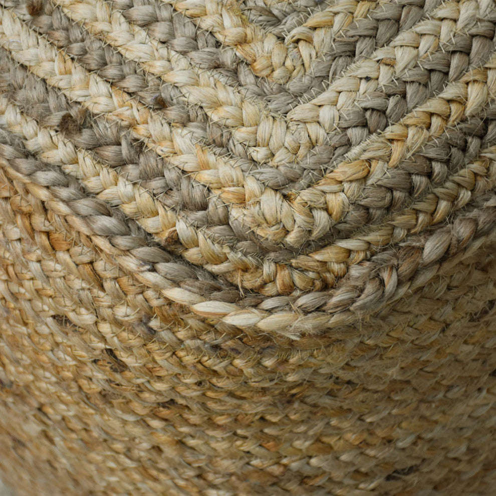 Contemporary Handmade Jute Pouf, 18x18x18 Round