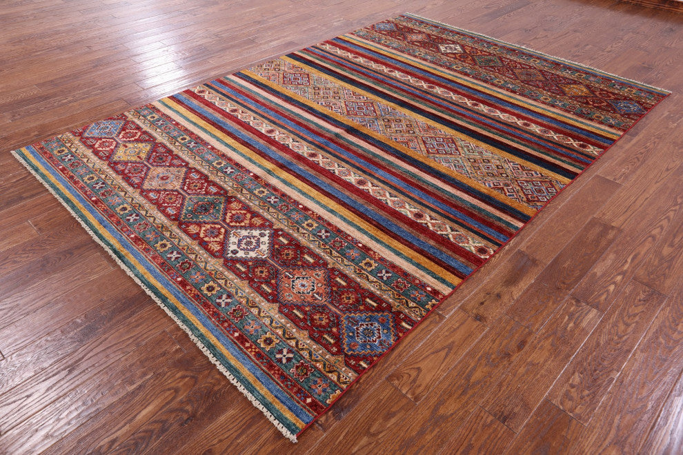 6' 9" X 10' 1" Khorjin Super Kazak Hand Knotted Rug Q10753
