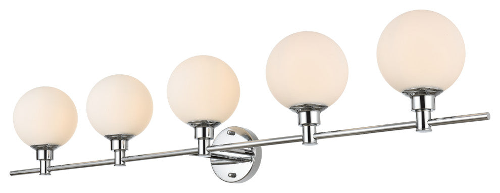 5 Light Chrome And Frosted White Bath Sconce