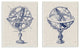 Armillary Sphere Diagram Illustrations 2-Piece Wall Plaque Art Set, 10"x15"