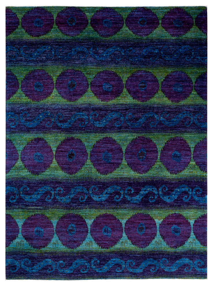 Modern, One-of-a-Kind Hand-Knotted Area Rug Light Blue, 9' 0 x 12' 0