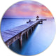 Wooden Bridge Over Blue Waters, Sea Pier Large Disc Metal Wall Art, 11"