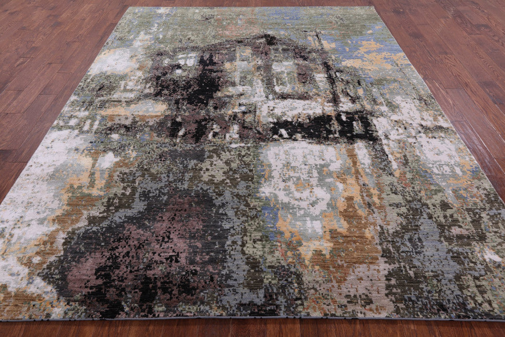 Modern Wool and Silk The Lake House Design Handmade Rug 8' 1" X 10' 0" Q7183
