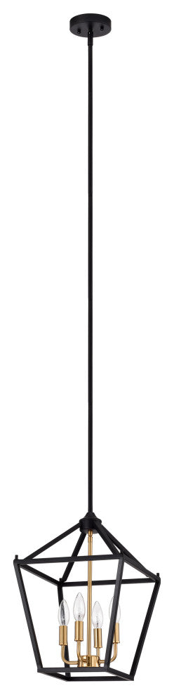 CHLOE Lighting IRONCLAD Industrial 4-Light Textured Black Inverted Pendant