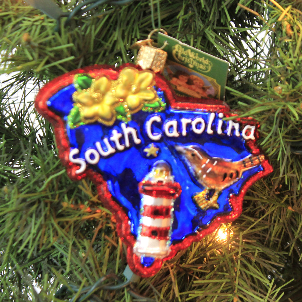 Old World Christmas State Of South Carolina Glass Light House Beach 36297