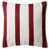 Loloi Indoor/Outdoor Striped Polyester Throw Pillow, Red/Ivory, Poly Fill