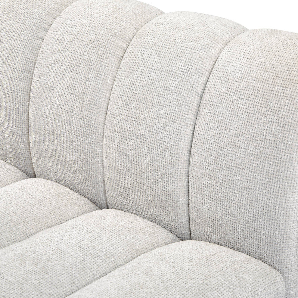 Quinn Chenille Upholstered 8-Piece L-Shaped Modular Sectional, Cream