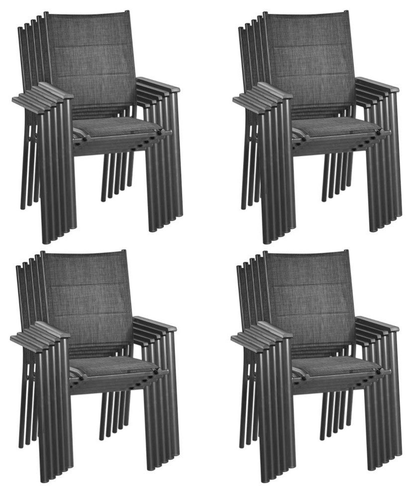 Costway Set of 20 Patio Dining Chair Stackable Padded Armrest No Assembly
