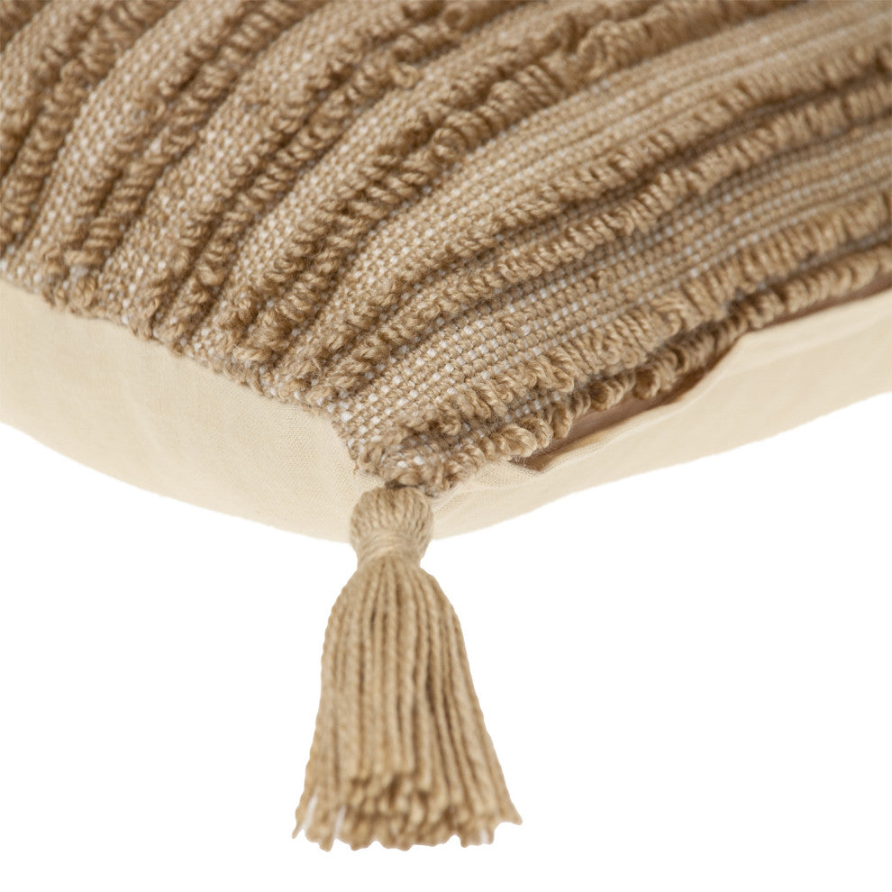 Parkland Collection Transitional Multiple Lines Beige 14" x 20" Pillow