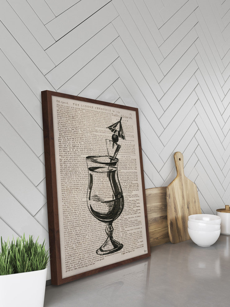 "Tropical Cocktail" Framed Painting Print, 16"x24"