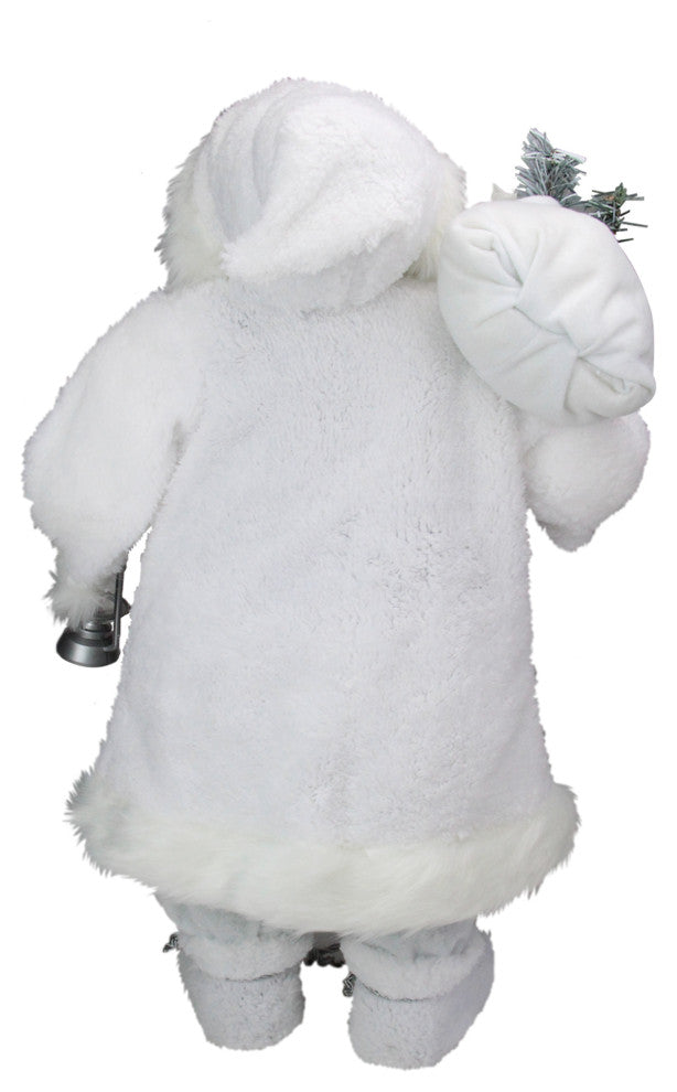 24" White and Silver Santa With Lamp and Bag