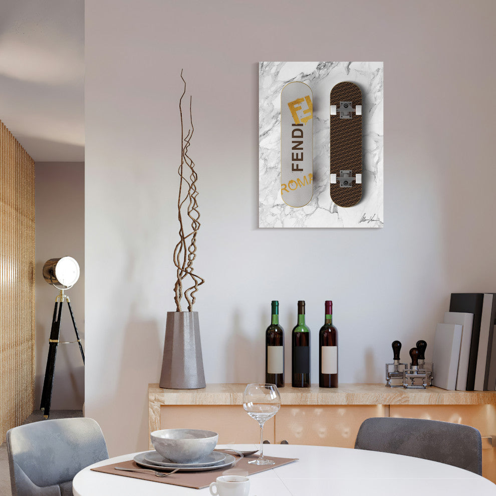 "Style Skate" Frameless Floating Tempered Glass Panel Graphic Wall Art Set of 2