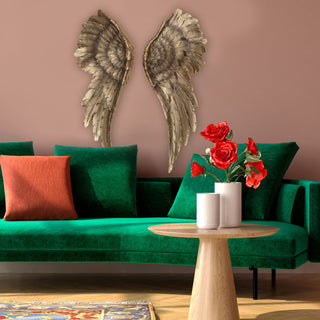 2 Piece Angel Wing Relief Wall Decor, 21.75 Inches