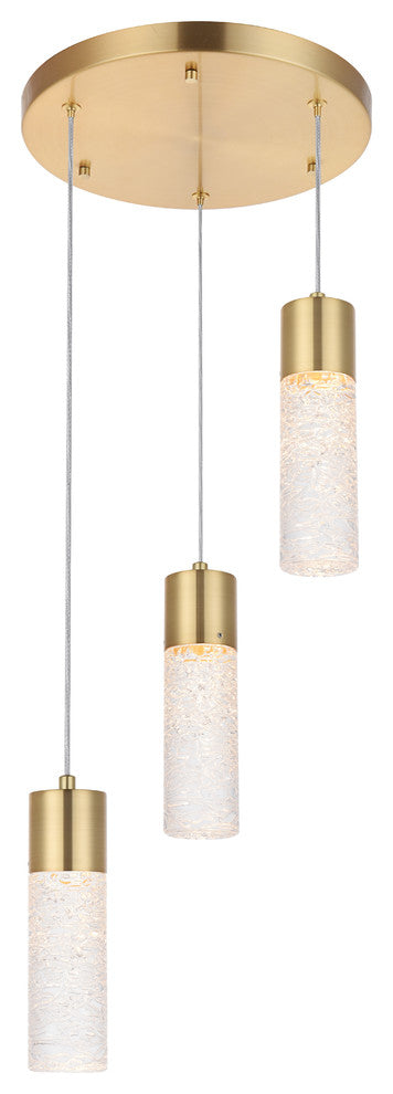 Gold Finish 3-Light Led Pendant