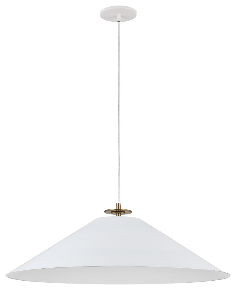Matte White Contemporary Pendant With Aged Brass Metal
