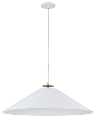 Matte White Contemporary Pendant With Aged Brass Metal