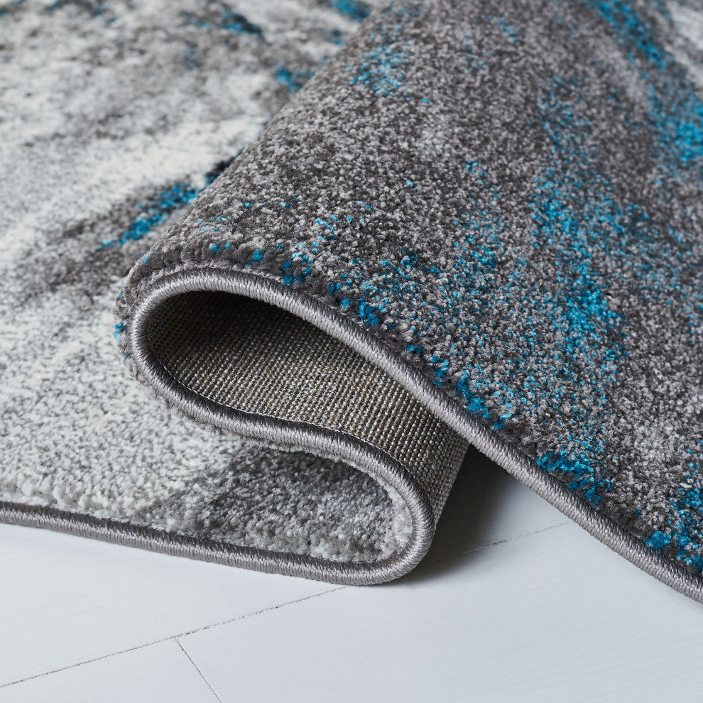 Safavieh Glacier Gla127M Organic and Abstract Rug, Blue and Gray, 5'3"x5'3" Squa