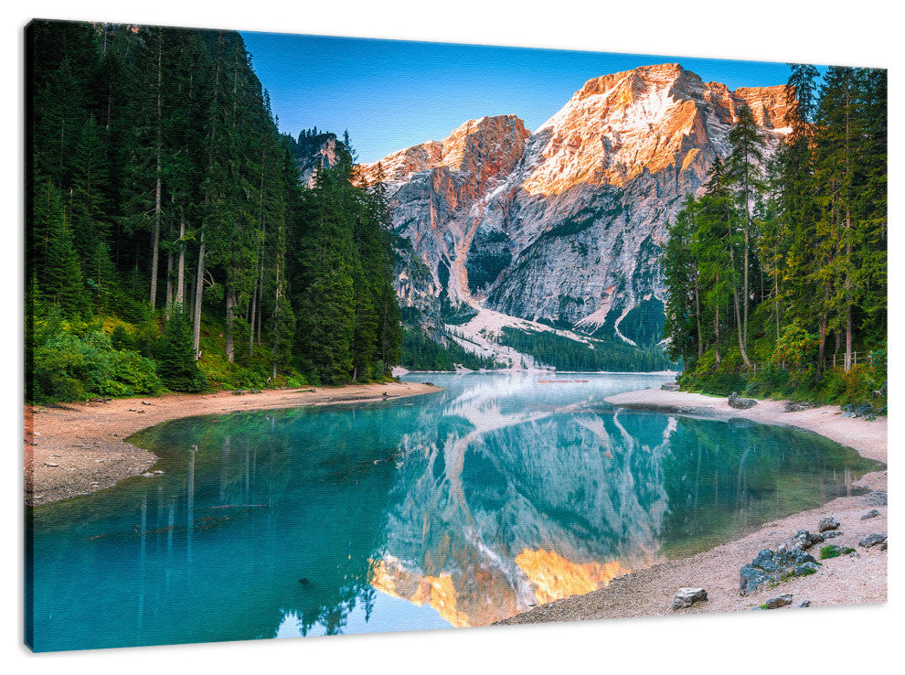 Misty Lake and Snow-cap Mountain Reflections Canvas Wall Art Prints, 16" X 20"