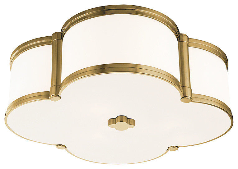 Chandler, 16" Flush Mount, Aged Brass Finish, Glass Shade