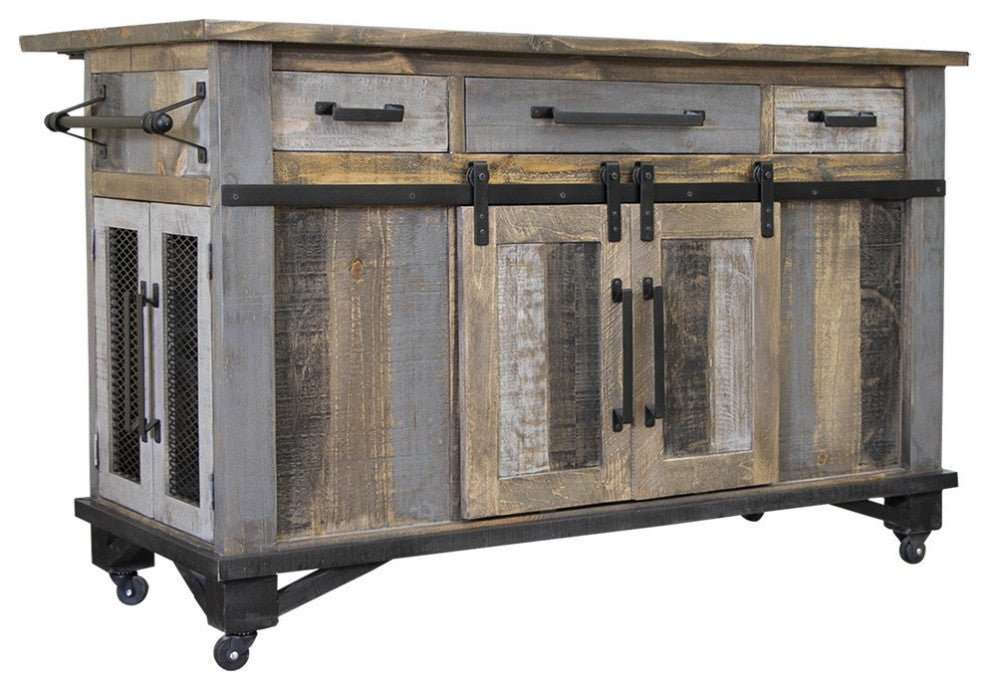 Greenview Loft Rustic Modern Kitchen Island, Kitchen Island Only