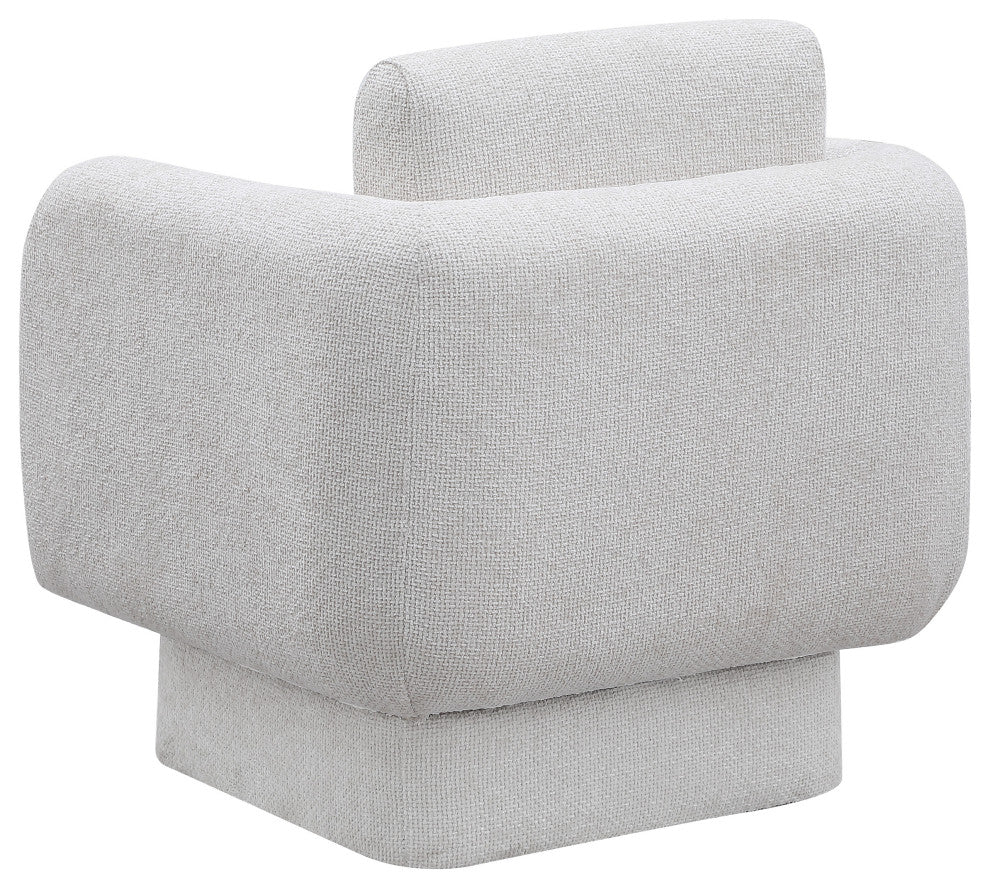 Alessandra Cream Chenille Fabric Swivel Accent Chair, Cream