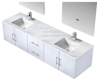 Geneva Transitional Glossy White 80" Double Vanity Set