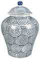 Blue and White Circles 14" Ginger Jar With Lid