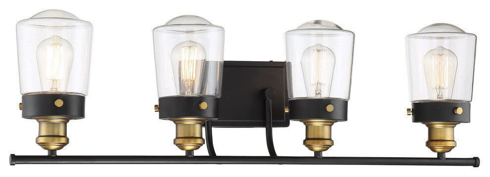 Macauley Vintage Black With Warm Brass, 4-Light Bath