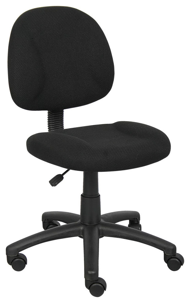 Set of 7 Office Chair, Armless Contoured Seat & Comfortable Padded Back, Black