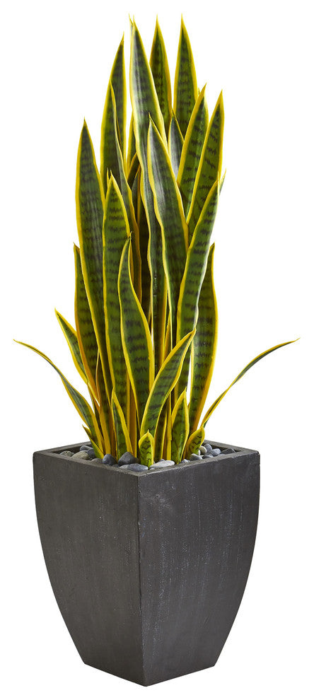 Nearly Natural 3.5" Sansevieria Artificial Plant in Black Planter