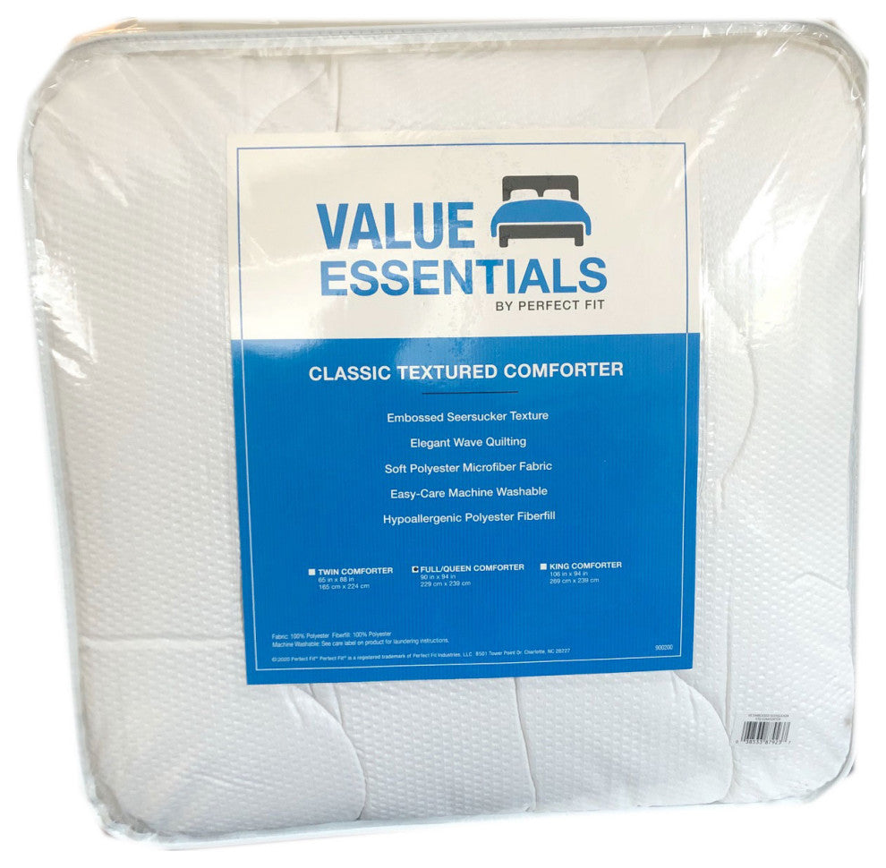 Value Essentials Embossed Seersucker Comforter White Full/Queen