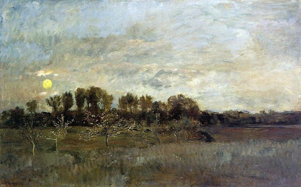 Charles Francois Daubigny The Orchard at Sunset Gallery Wrapped Canvas Print