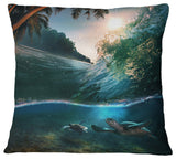 Tropical Paradise Seashore Seascape Throw Pillow, 18"x18"